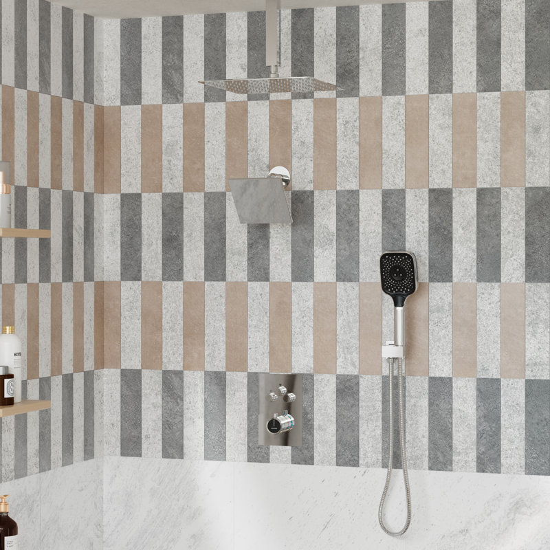 Chrome 12-Inch Dual Shower Head Thermostatic System with Handheld