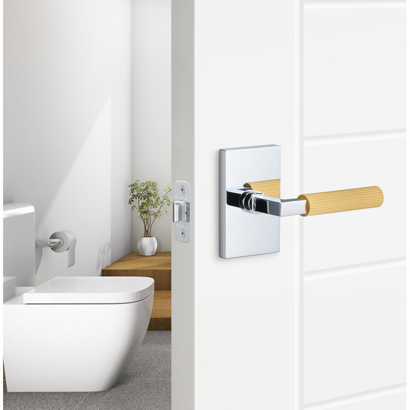 Levanto Passage Rosette, Straight Knurled Grip, Satin Brass/Satin Nickel