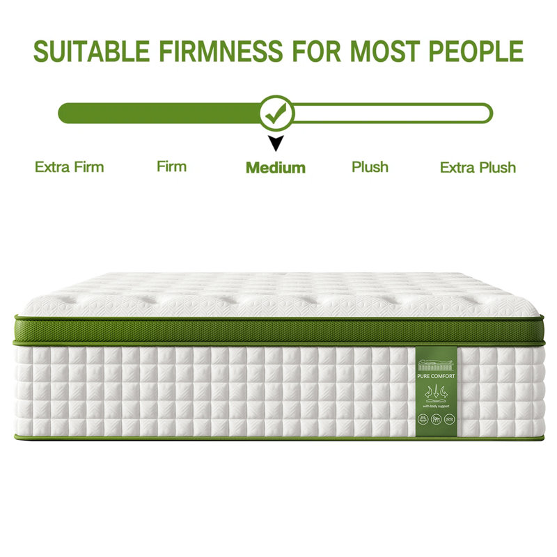 Matelas à ressorts ensachés moyen 12 po avec matelas en mousse viscoélastique hybride dans une boîte, Très grand lit