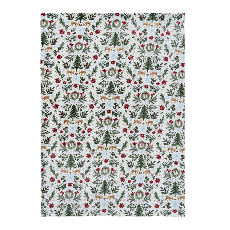 Hallmark Foliage 50" x 70" Plush Holiday Throw Blanket