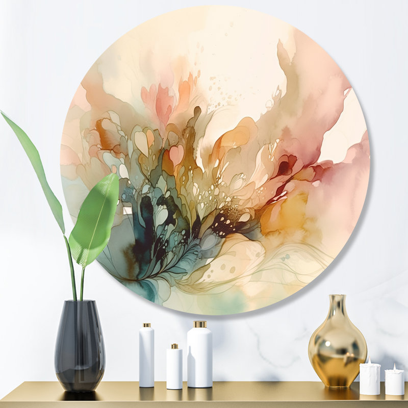 «Delicate Floral Impressions II», art mural floral rond en métal, H 23 po x l 23 po x P 1 po