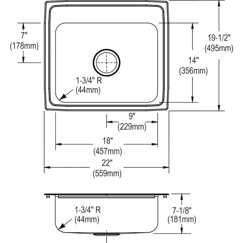 Celebrity 22" L x 20" W Drop-In Kitchen Sink, 2 hole