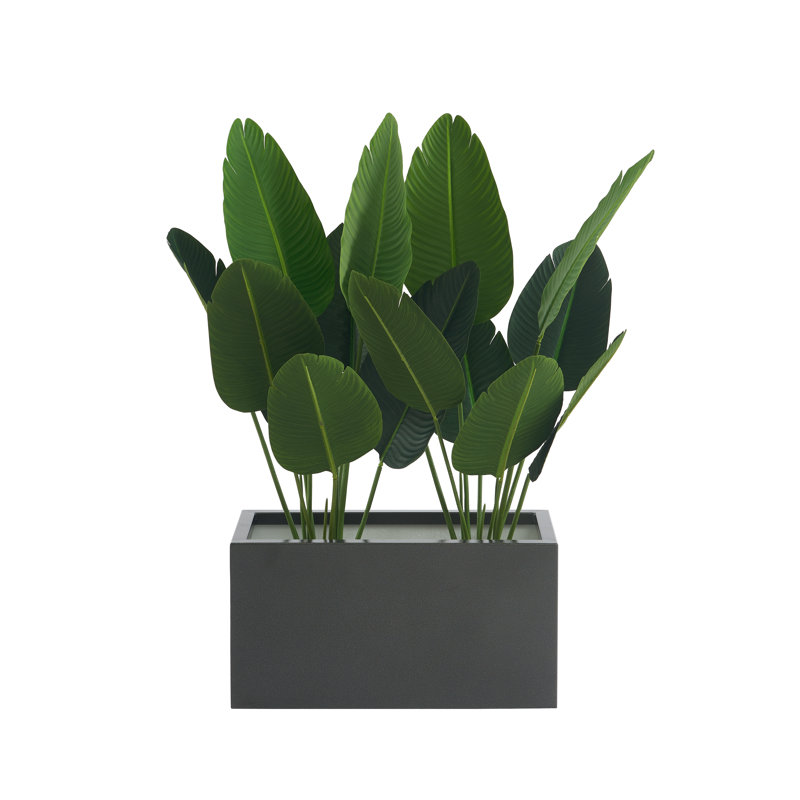 Tormund Metal Planter Box, Gray, 13" H x 25" W x 11" D