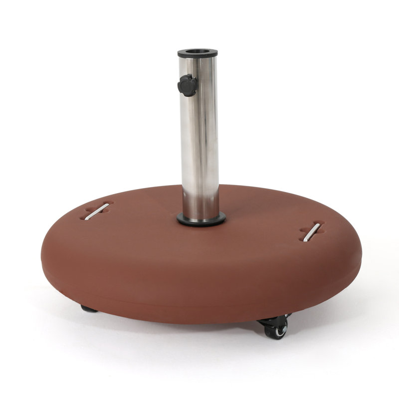  Base de parasol ronde ronde avec roues, support en béton robuste pour la stabilité, vert, Brun