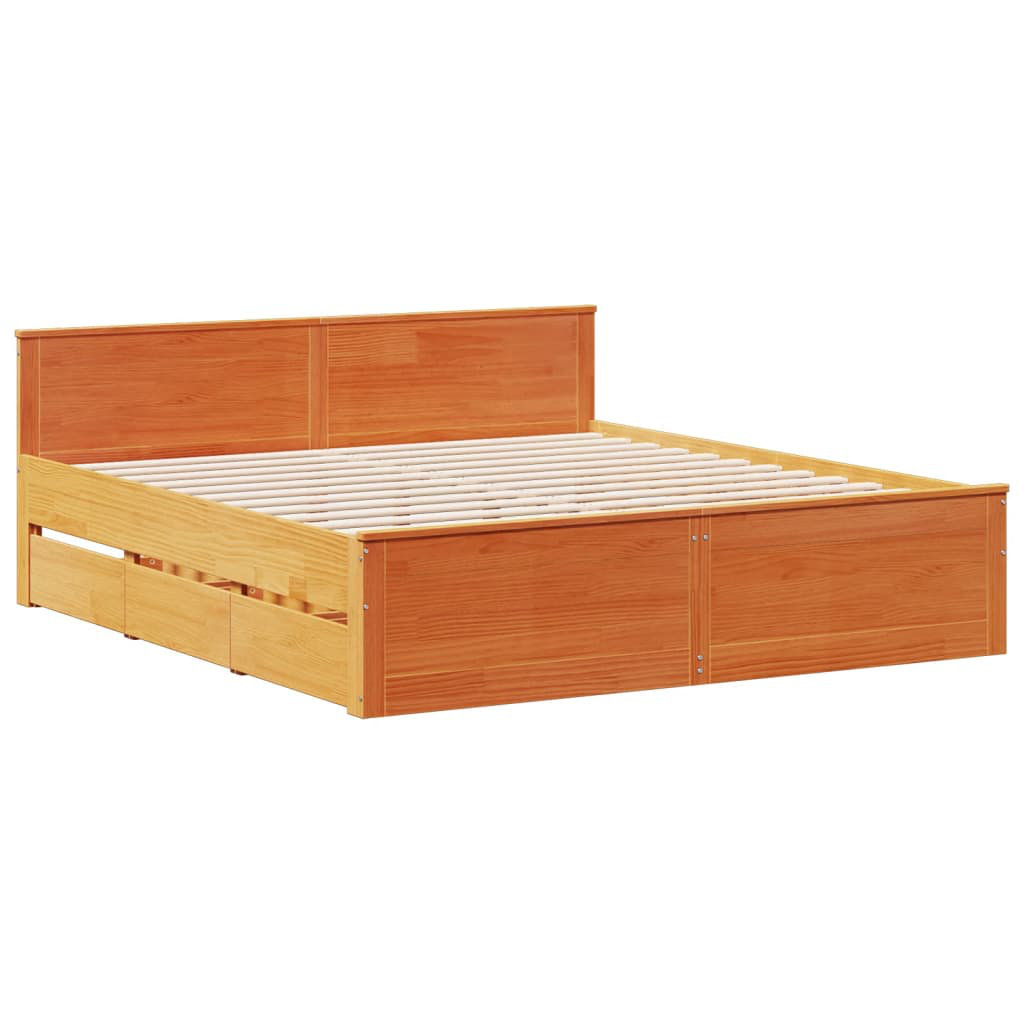 ClassicLiving Bed Frame Without Mattress With Headboard 200X200 Cm Solid Wood Pine