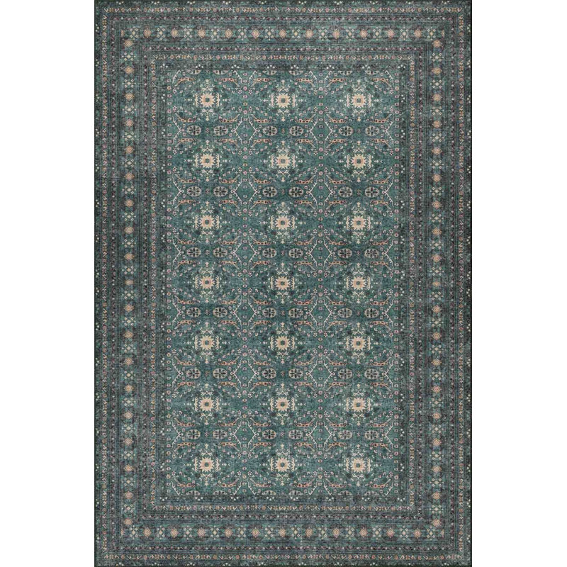 Tapis vert à motif tissé en chenille Lucien, Rectangle 3 pi 10 po x 5 pi 3 po