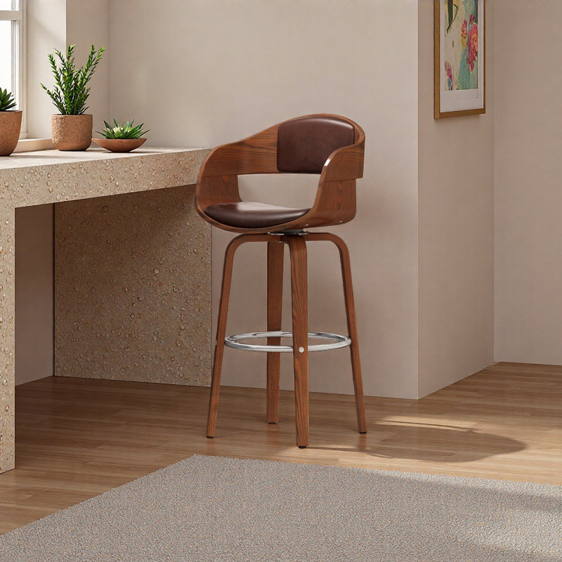 Tabouret de bar pivotant de 30,25 po, Marron foncé, 1