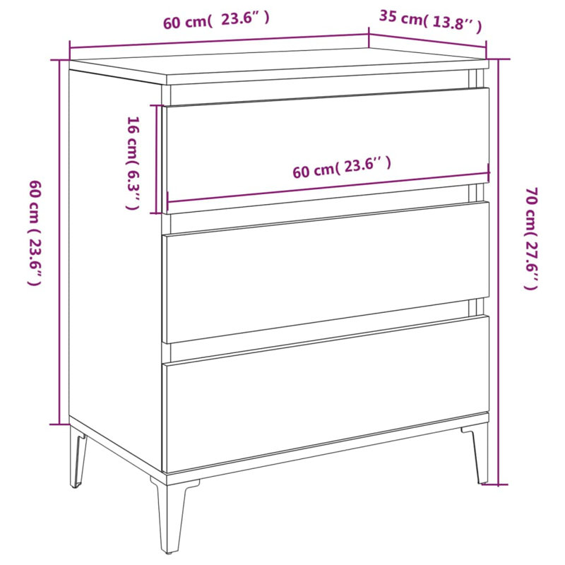 Caraban 60cm Sideboard, Grey/Black
