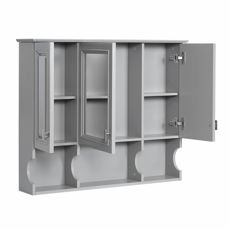 Armoire de salle de bain murale, armoire à miroir avec tablettes ouvertes