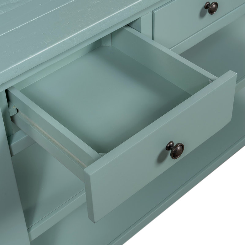 Console en bois massif 48,82 po Emer, Vert rétro, Vert rétro