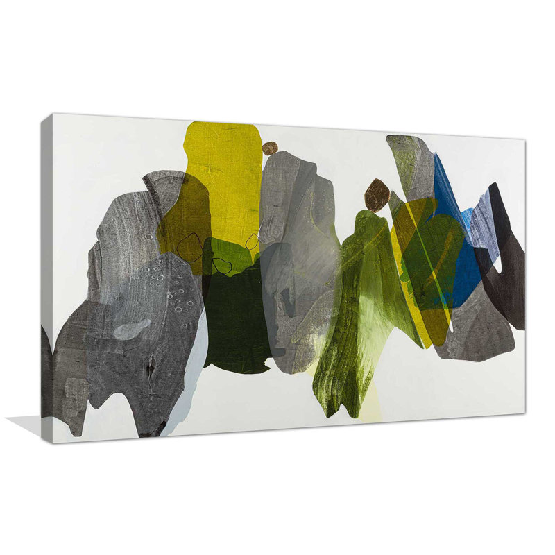 «Exploration des gorges» par Ruth Fromstein - peinture à cadre flottant, Toile tendue, H 28 po x l 48 po x P 1,5 po