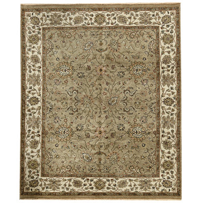 High-Quality Hand-Knotted Taupe And Ivory Area Rug
