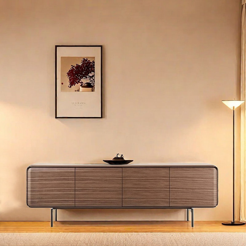Meuble télé avec cadre en bois massif de style italien, 94.49"