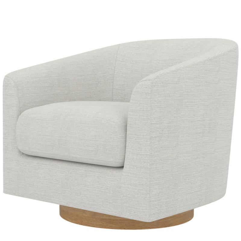 Fauteuil demi-tonneau pivotant rembourré en mousse à mémoire de forme Kanise, Lin ivoire