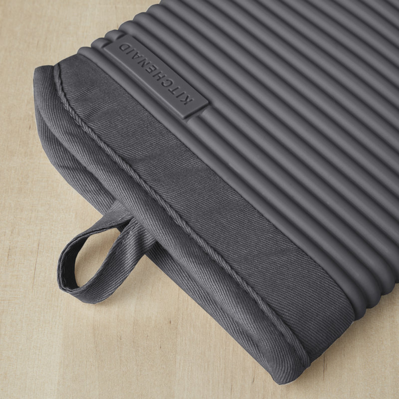 KitchenAid Ribbed Soft Silicone Oven Mitt, Charcoal Gray