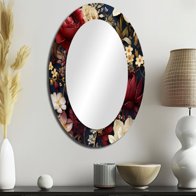Treport - Miroir mural ovale traditionnel rose