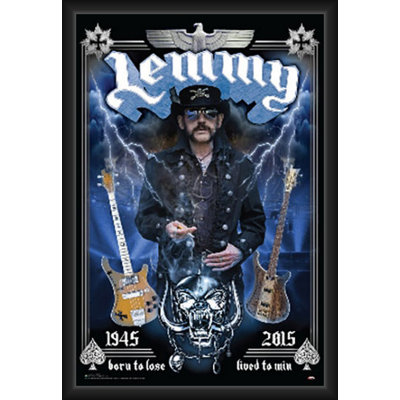ACHETER DE L'ART POUR MOINS Sous licence officielle Lemmy - Tribute de couleur - Affiche d'art encadrée - 24 x 36 po - Cadre en bois d'ingénierie robuste avec verre plexi - prêt à être accroché
