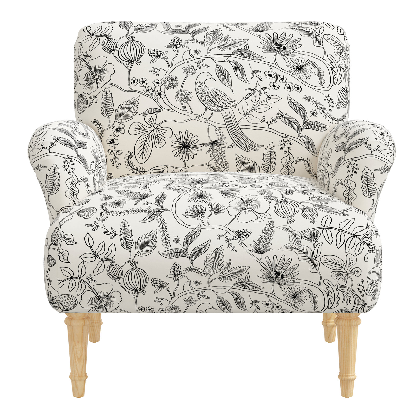 Rifle Paper Co. x Cloth & Company Bristol Chair, Black Aviary Linen Blend, Natural