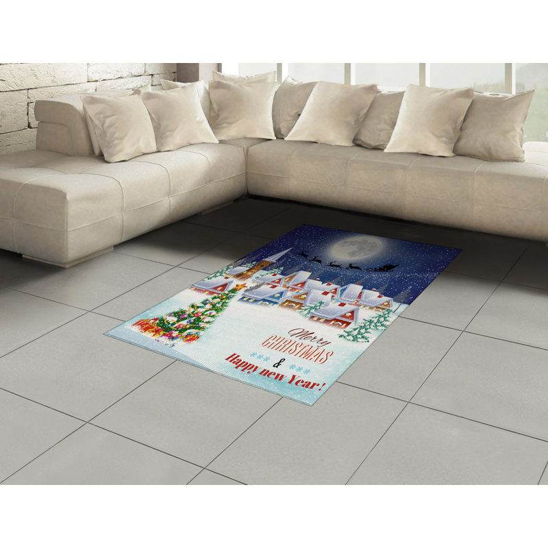 Christmas High Density Long Fiber Poly Threads Decorative Area Rug Carpet, Rectangle 4' x 5'8"