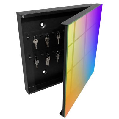 Key box for wall, Opens to the right, 30x30x5, White, Rainbow transitions sparkle in a visual spectacle, 