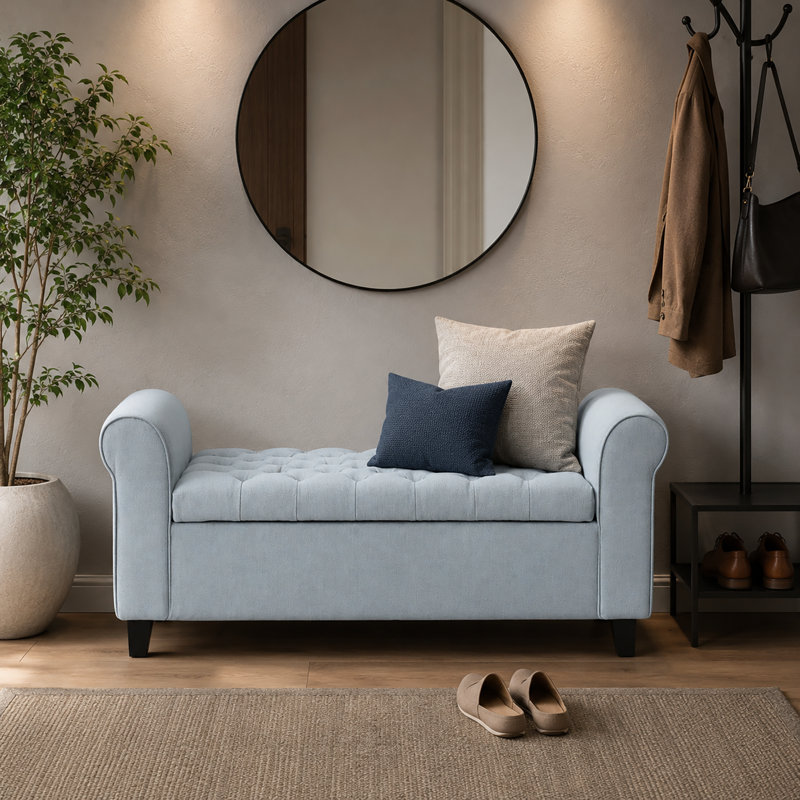 Banc de rangement en tissu Bridgemon, Bleu clair
