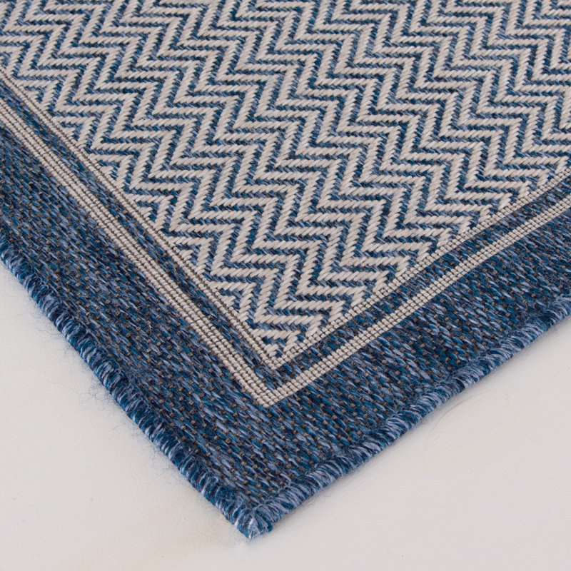 Ebern Designs Hampton Prinkalia Blue Area Rug, Rectangle 6'7" x 9'6"