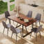 Ensemble de salle à manger rectangulaire à double piédestal, table de salle à manger de 55 po et chaise rembourrée.-1312004701-1312004698