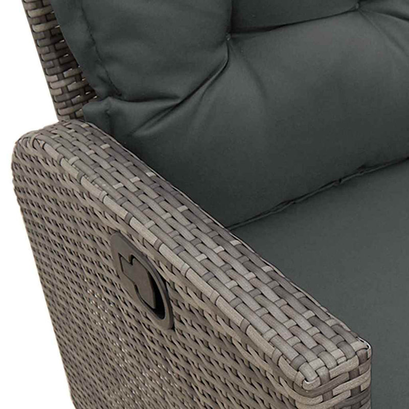 Canapé de patio inclinable avec coussins en rotin de poly en L, Gris foncé