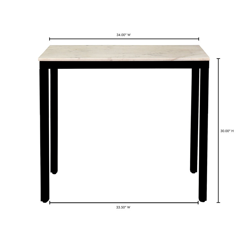 White Marble and Black Iron Compact Desk