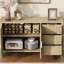 Buffet moderne à motif de vagues avec 3 tiroirs, grande armoire de rangement avec crochets et pieds centraux supplémentaires, convenant au salon, au vestibule et au couloir.-576723106