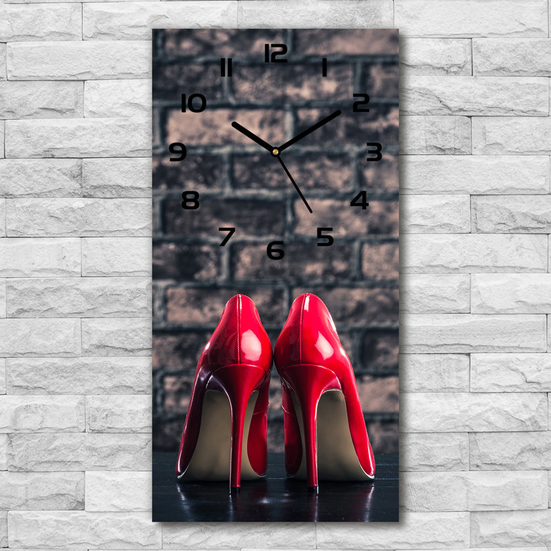Jahmari Glass Wall Clock, Grey/Red/Black