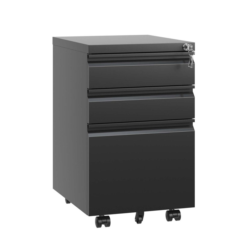 Merline 17.32'' Wide 3 - Drawer Filing Storage Cabinet, Black