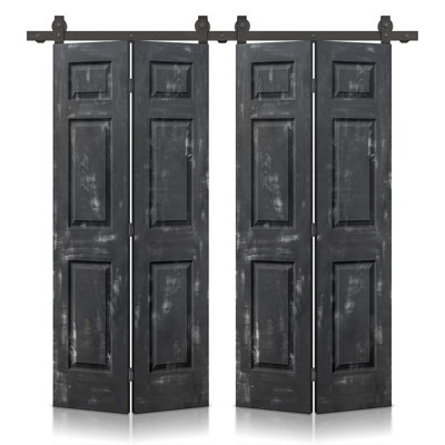 Portes de grange doubles en panneaux de fibres à densité moyenne composites avec ensemble de quincaillerie d'installation