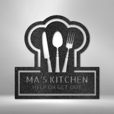 Personalized Ruler Of The Kitchen Monogram Steel Sign Steel Art Wall Metal Decor