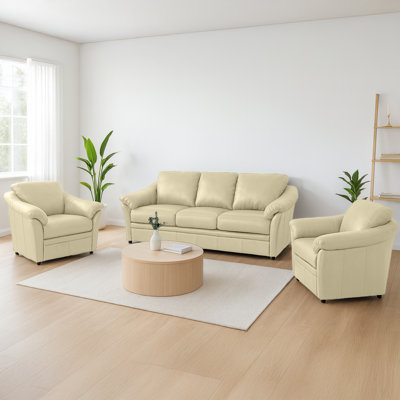 Ramdev 3 Piece Leather Living Room Set