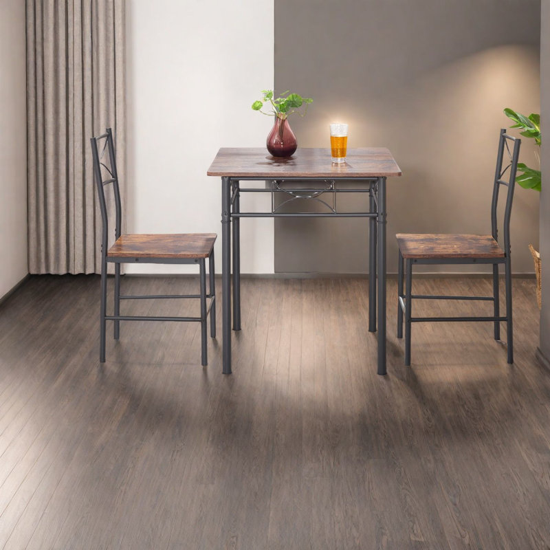 Ensemble de table de salle à manger rustique durable avec métal et bois pour la cuisine