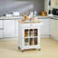 Chariot pour îlot de cuisine 27 "avec tiroir et porte vitrée, chariot de cuisine avec tablette réglable et porte-serviettes, blanc