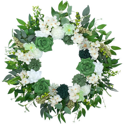 Summer Front Door Wreath – Artificial Greenery All-season Indoor Outdoor Decor For Door, Wall, Porch, And Farmhouse