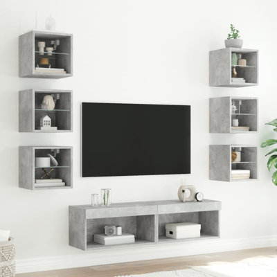  8 Piece TV Wall Units With LED Engineered Wood