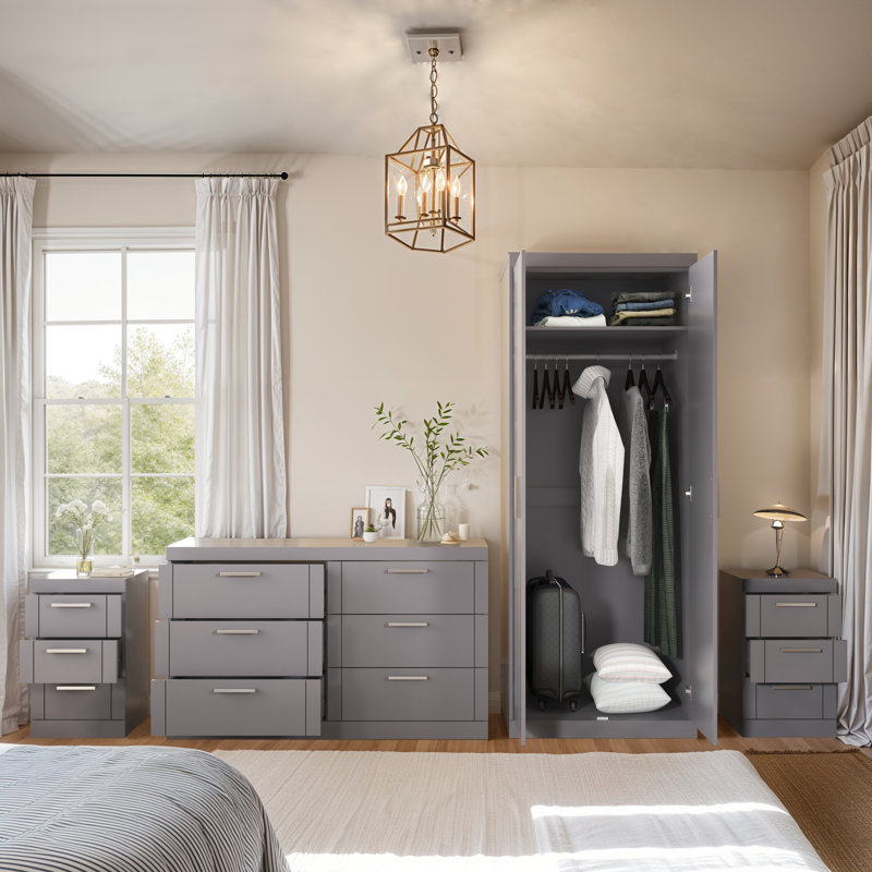 Kimberley Essential 4 Piece Bedroom Set, Grey