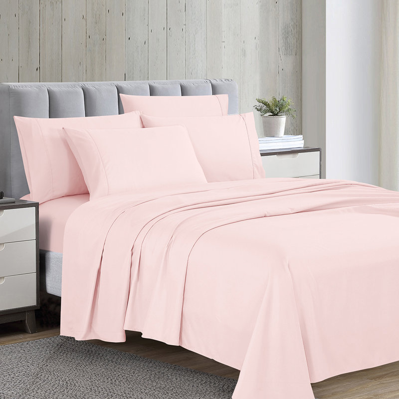 Swift Home Ultra-Soft 6-Piece Sheet Set with Extra Pillowcases - Essential 1800 Series Microfiber - Fits Mattress up to 14" Tall - Peach Fuzz, Durable, Easy Care