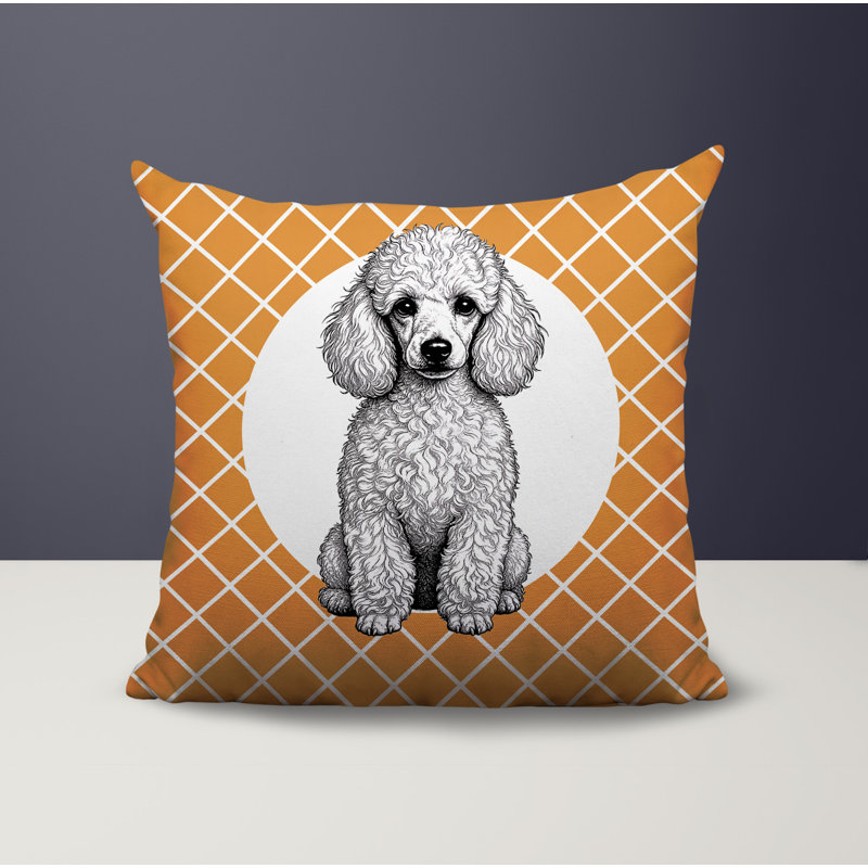 Coussin réversible intérieur / extérieur Poodle Dog, 18 x 18, Orange
