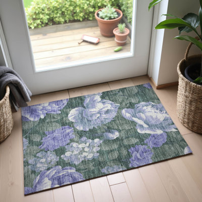 Premium Machine Washable Floyd AMF1561 Floral Rug