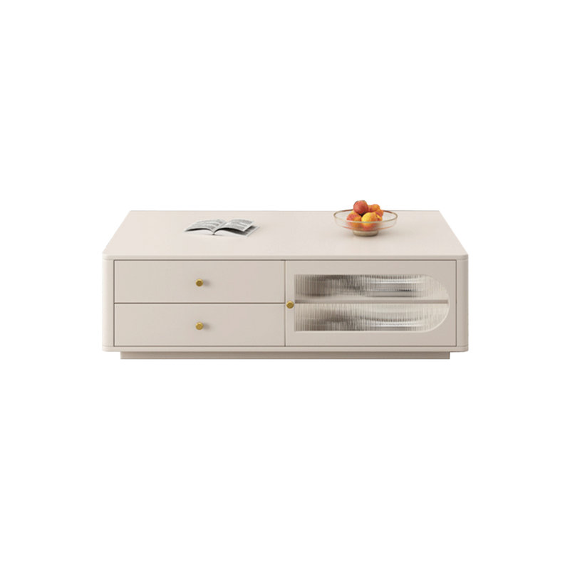 Table basse en chêne avec tiroirs et armoires, H 16,53 po x l 51,18 po x P 27,56 po