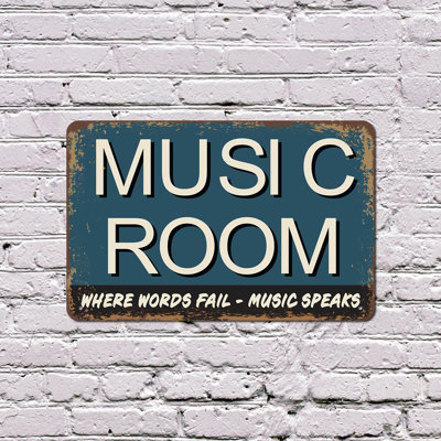 Music Room Street 8 Inch x 12 Inch Plastic Sign