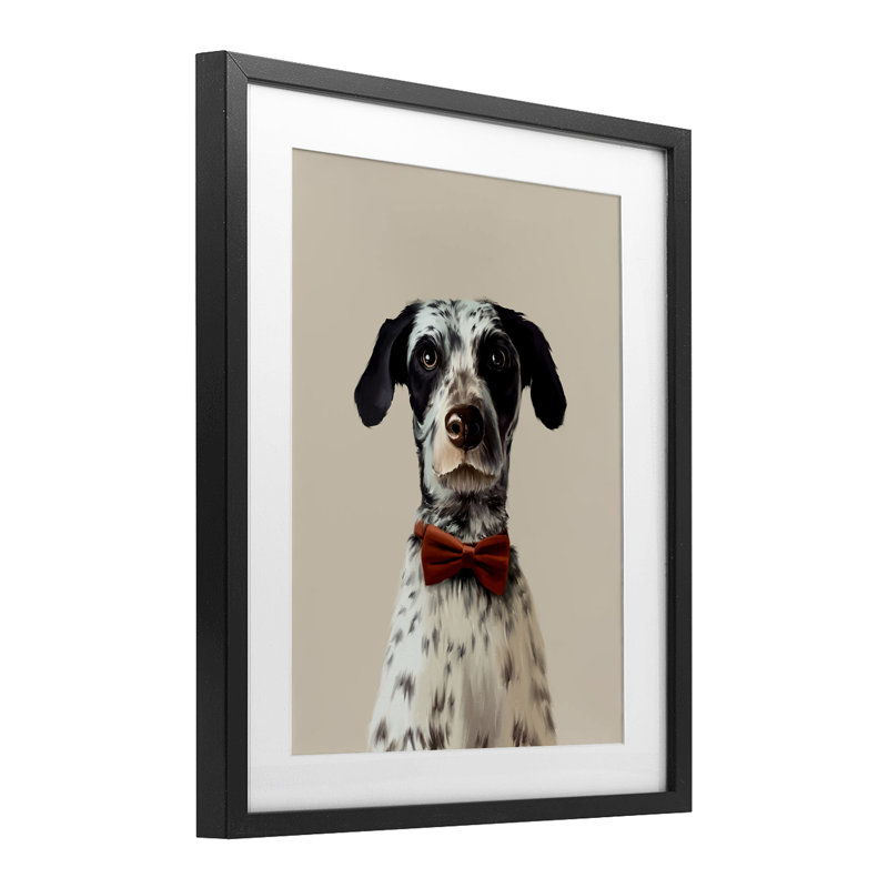 «Dog In Bow Tie», reproduction encadrée sous verre, design par Anna Lischenko, H 16 po x l 13 po, Cadre noir minuit