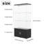 3-Tier Double Door Glass Display Cabinet with Bottom Storage Cupboard & USB LED Strip Lights,  Tall Curio Cabinet, Black / White-740605725