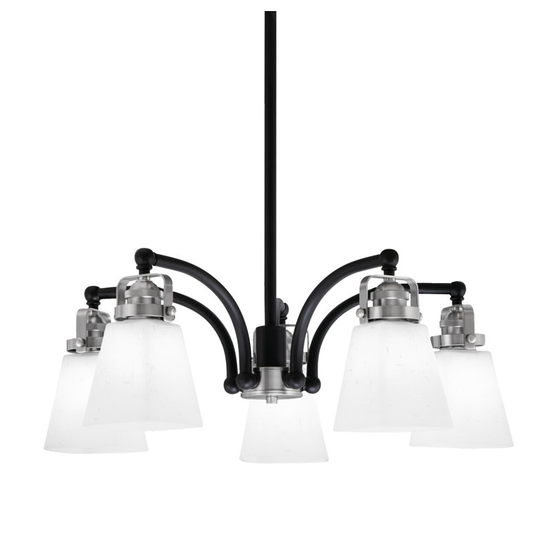 Lustre avec 5 lumières Easton, Noir mat/nickel brossé