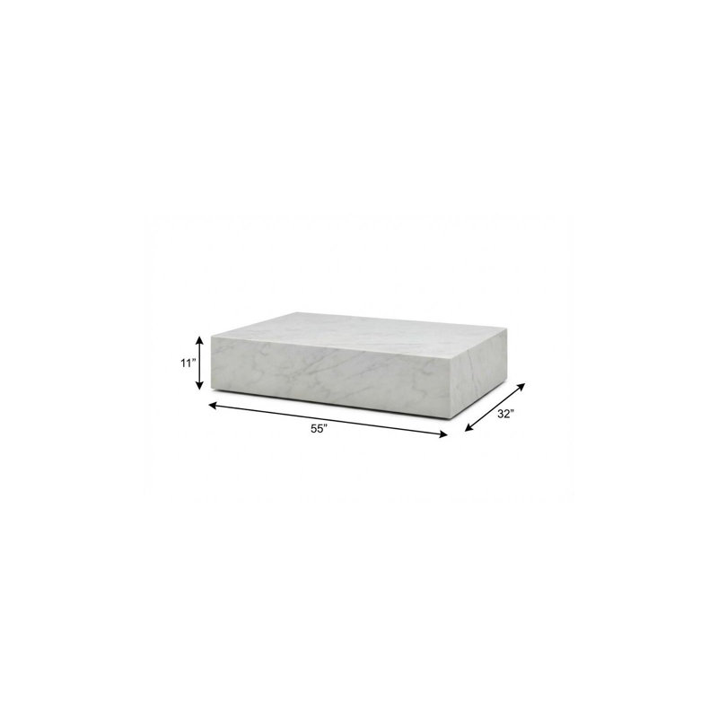 Table basse 55 po en marbre véritable blanc