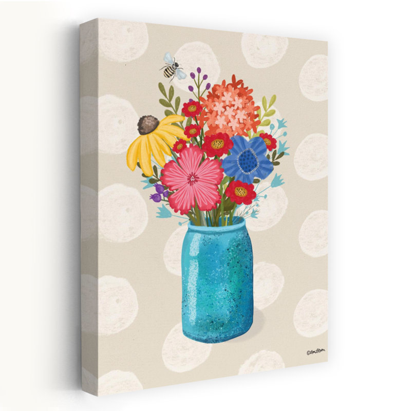 Art arc-en-ciel abstrait dans un vase bleu, paysage contemporain, H 24 po x l 16 po